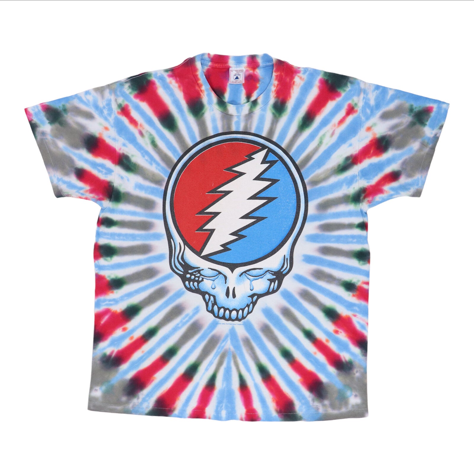 Vintage 90s Tie Dye Grateful Dead Band T-Shirt Mens XL Rose Skull 30 Years