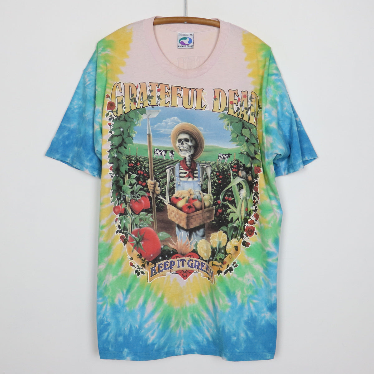 1998 Grateful Dead Keep It Green Liquid Blue Tie Dye Shirt – WyCo Vintage