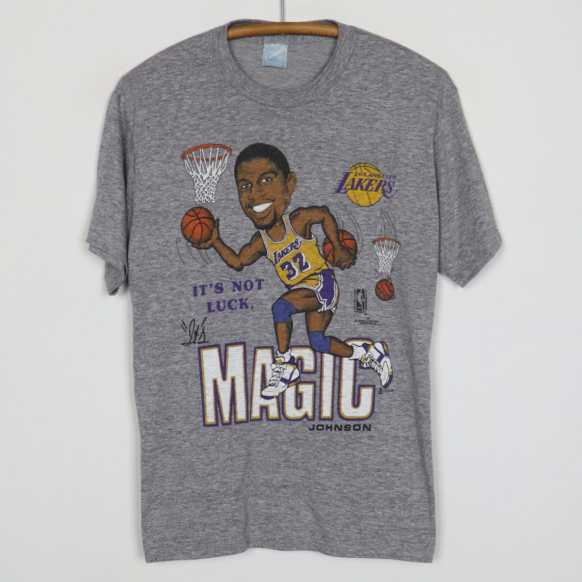 Wyco Vintage 1980s Magic Johnson Los Angeles Lakers NBA Shirt