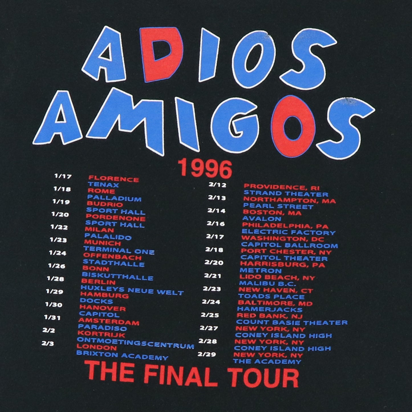 1996 Ramones Adios Amigos Final Tour Shirt