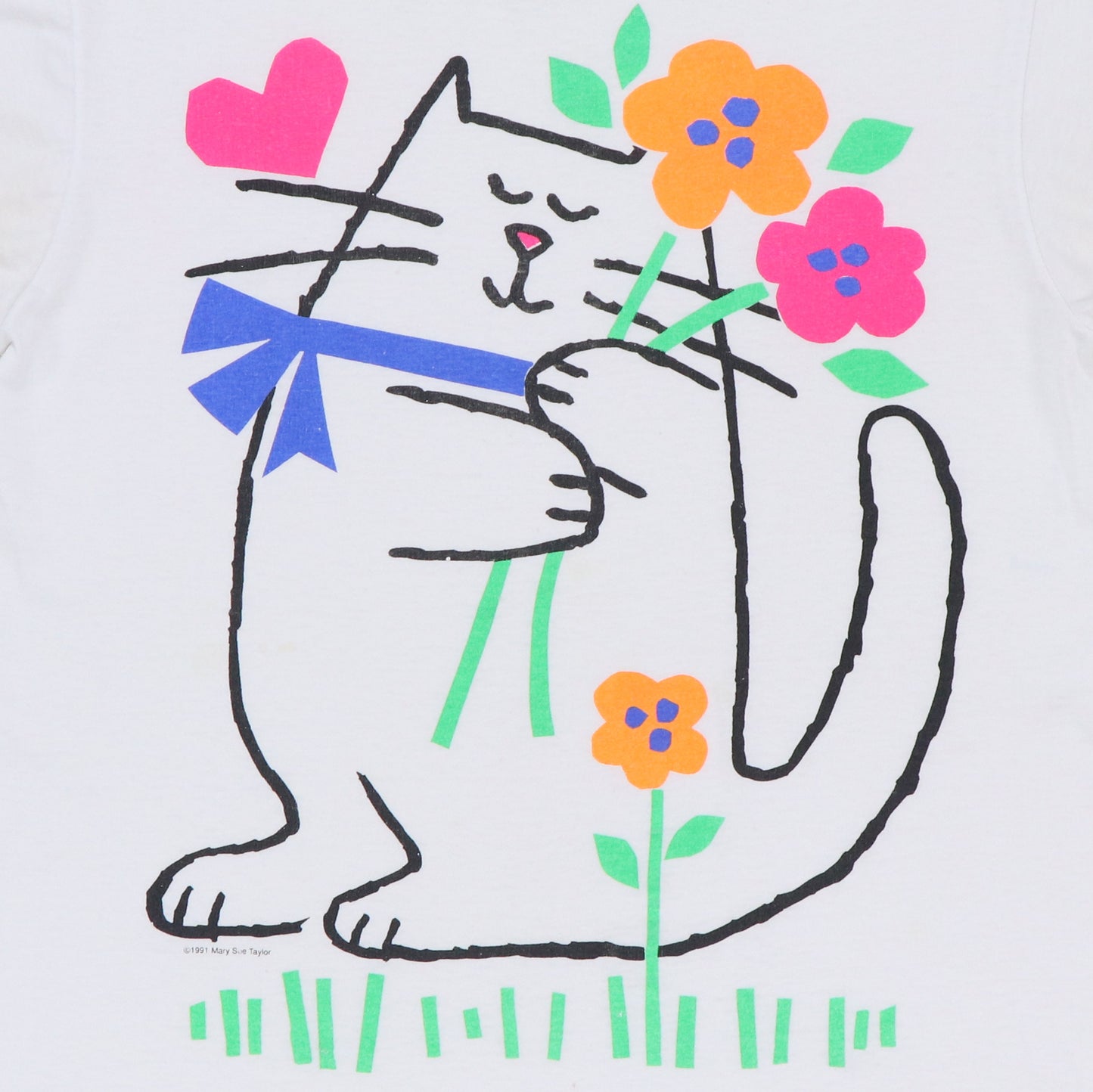 1991 Cat Hugging Flowers Shirt