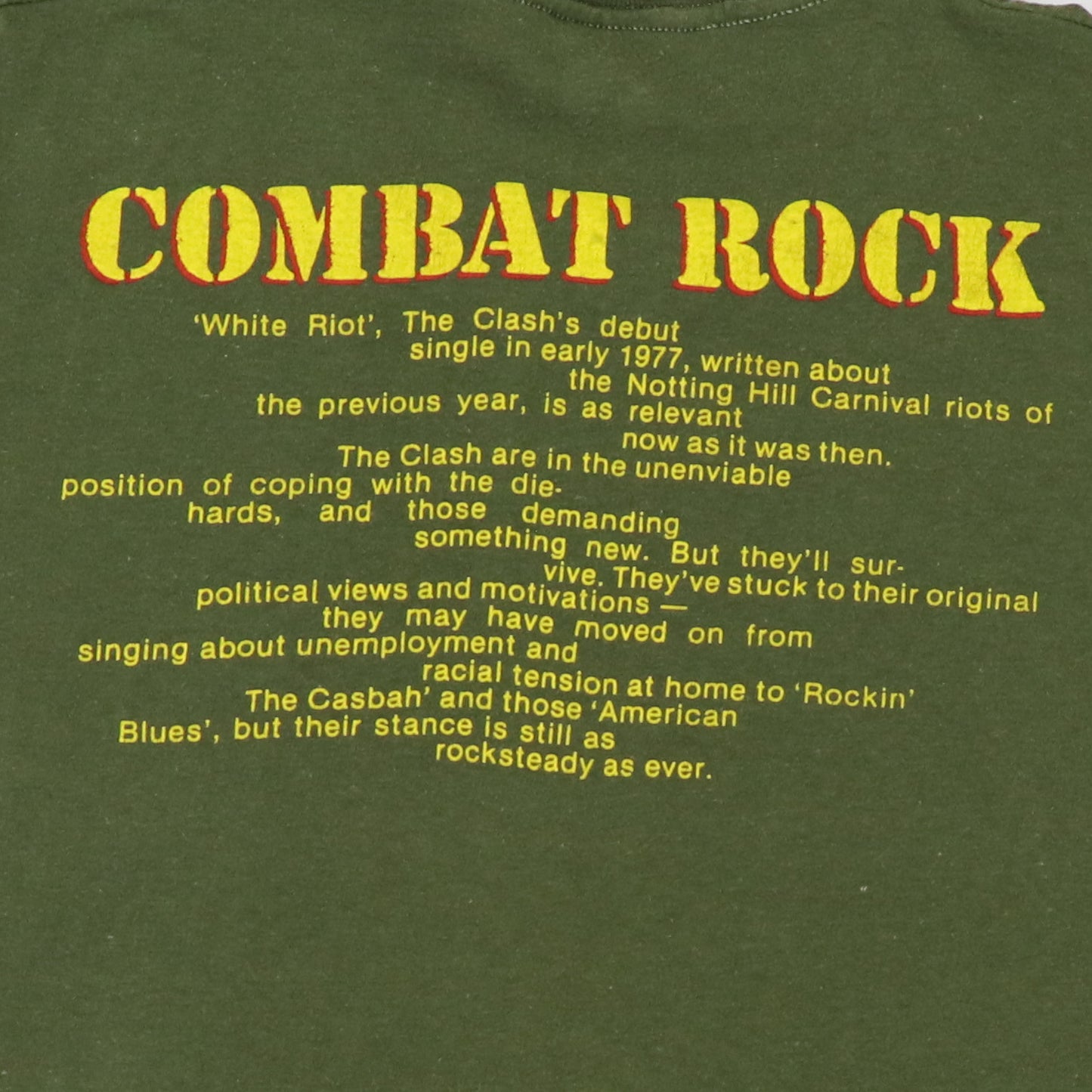 1982 The Clash Combat Rock Tour Shirt