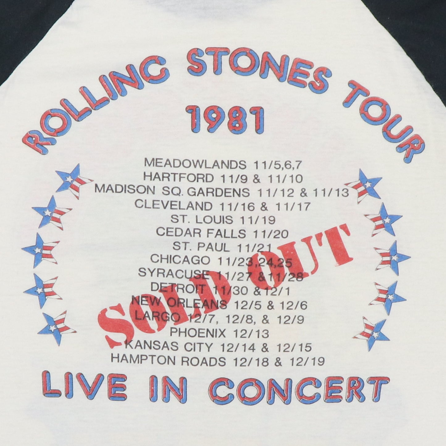 1981 Rolling Stones Tour Jersey Shirt