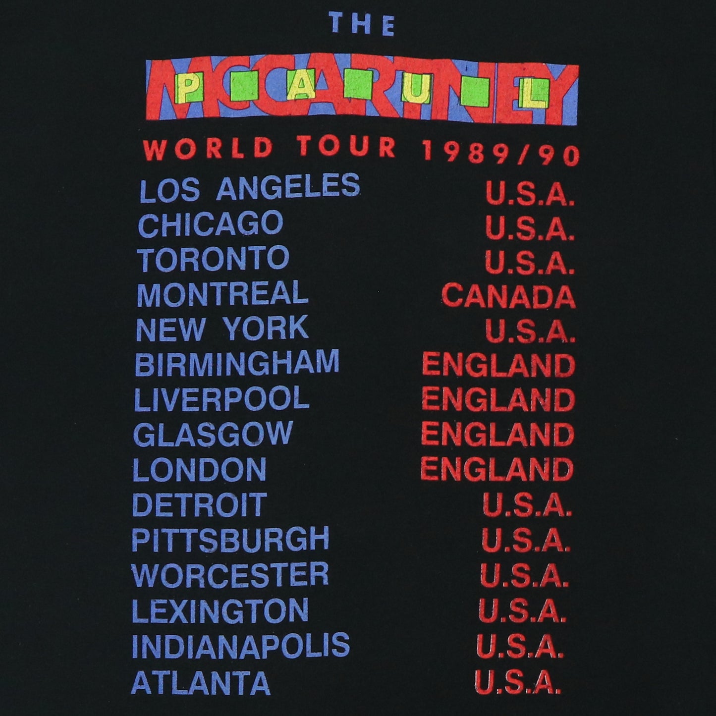 1989 Paul McCartney World Tour Shirt