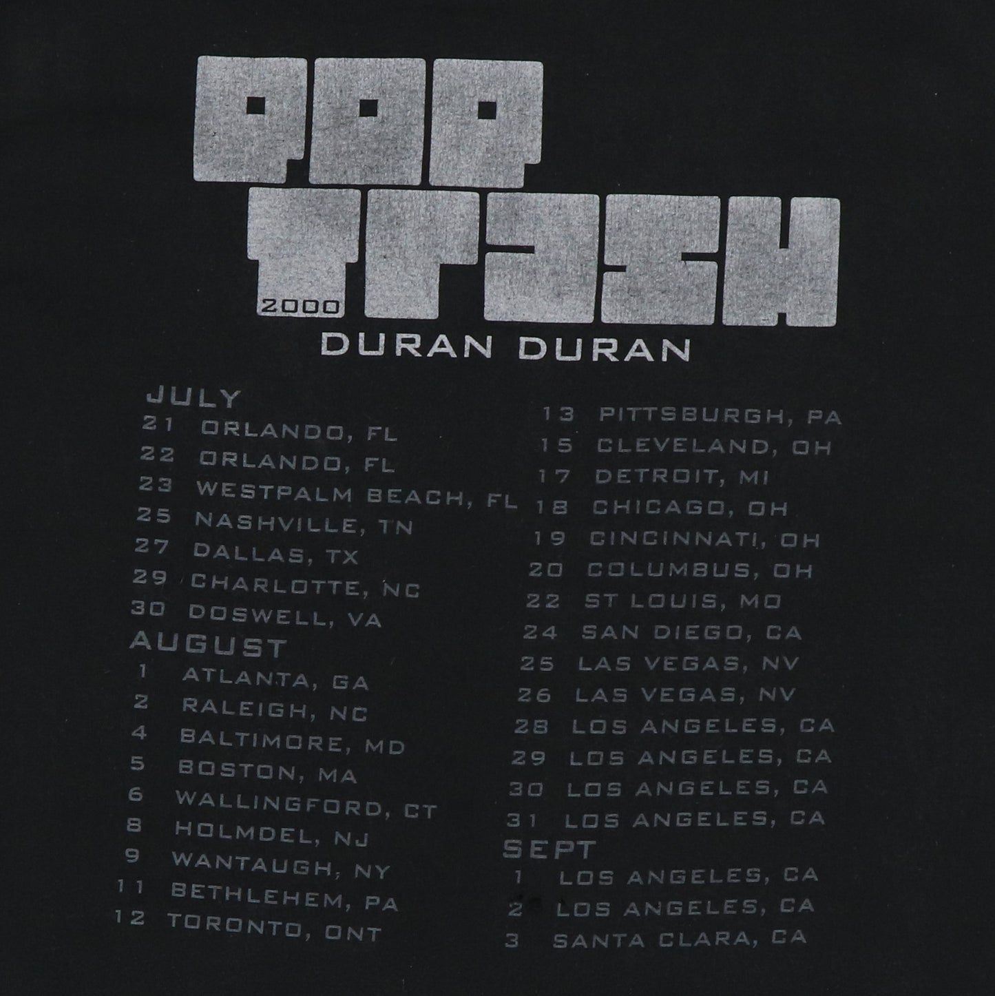 2000 Duran Duran Pop Trash Tour Shirt