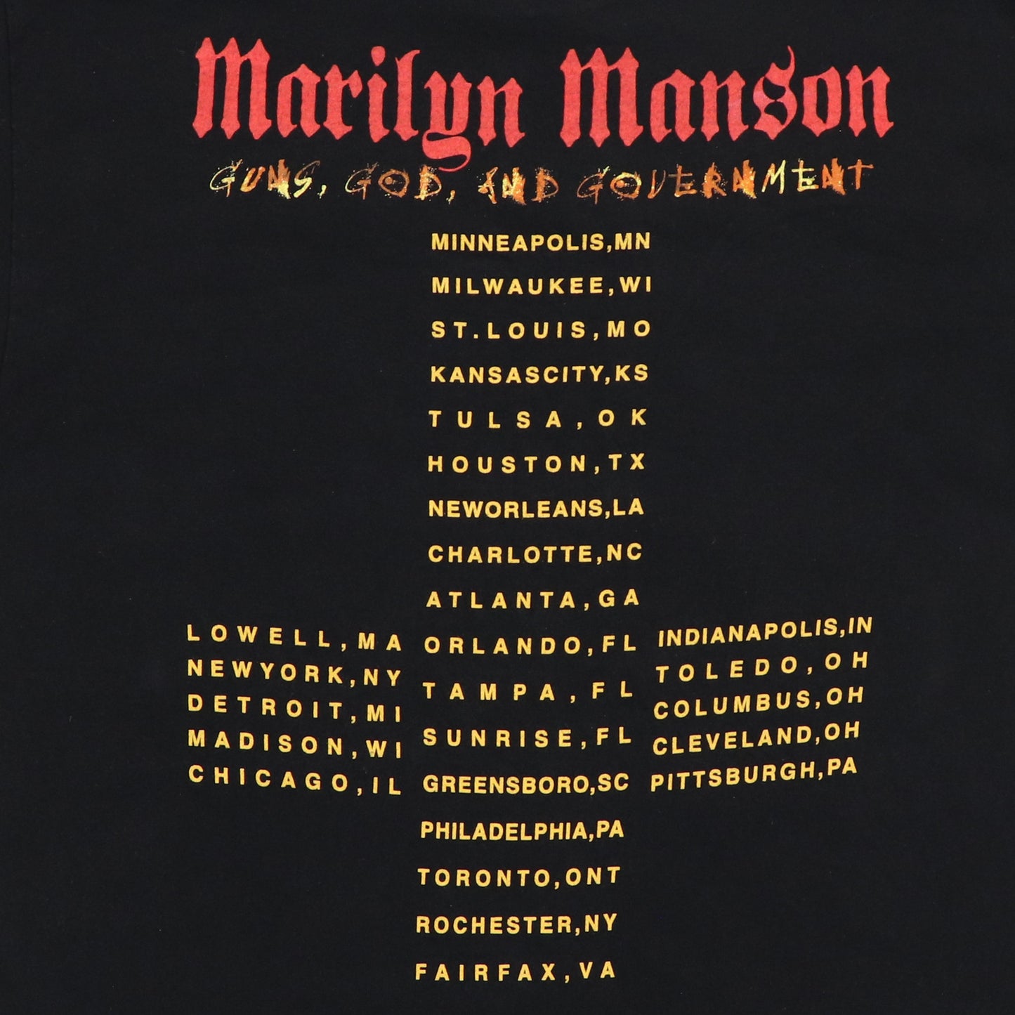 2000 Marilyn Manson Guns God Government Tour Shirt