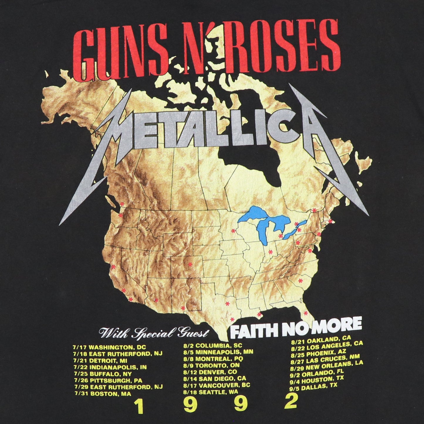 1992 Metallica Guns N Roses Tour Shirt