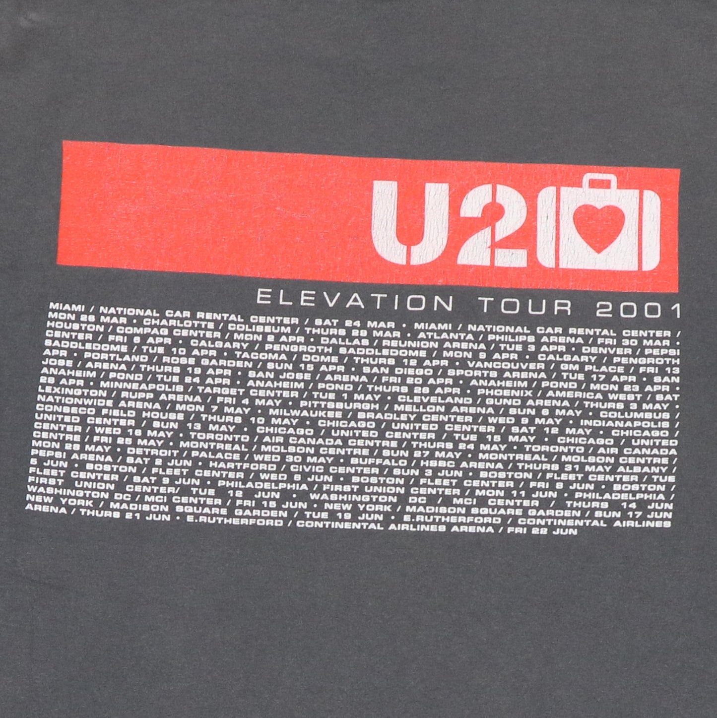 2001 U2 Elevation Tour Shirt