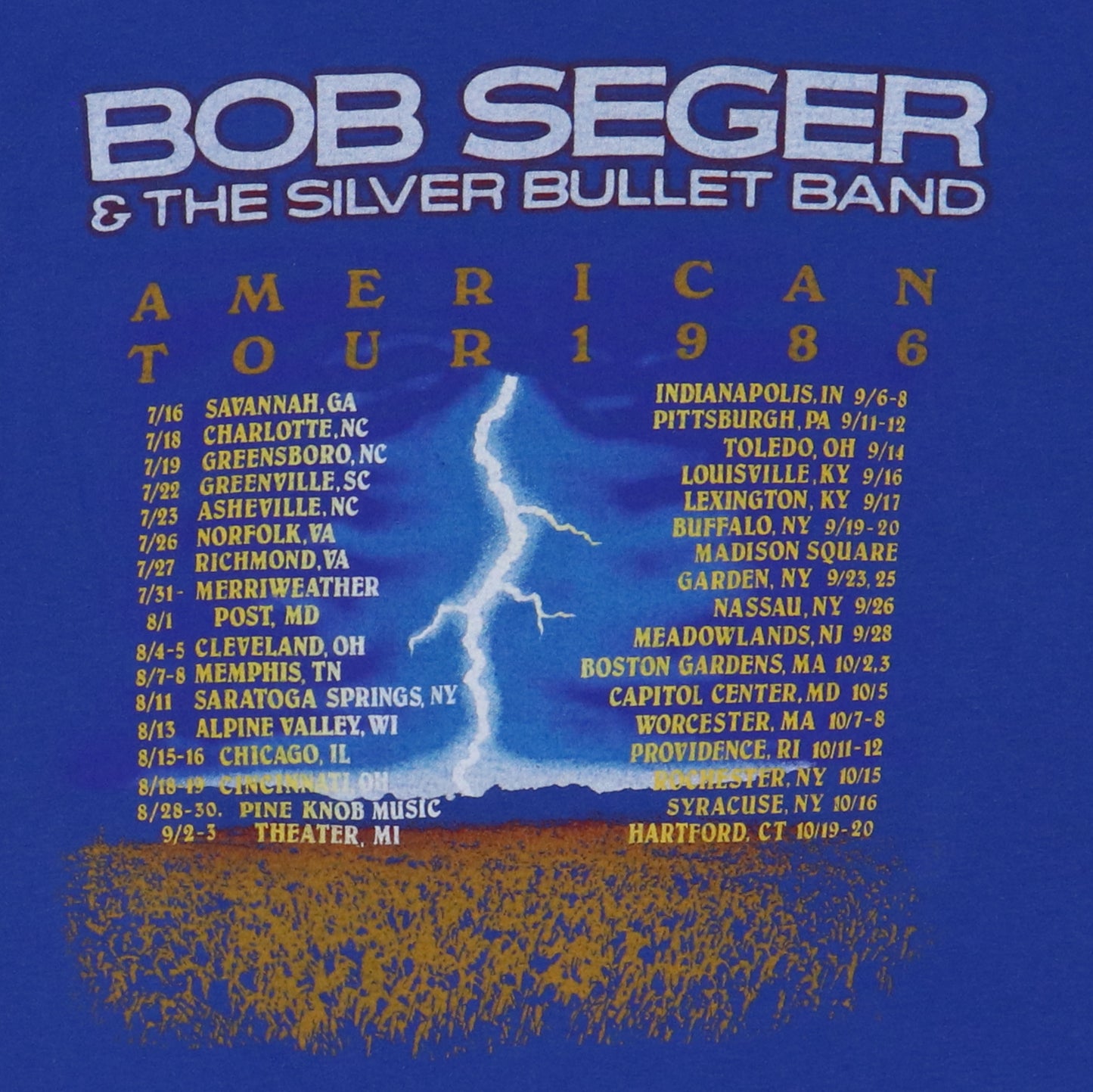 1986 Bob Seger And The Silver Bullet Band American Tour Shirt