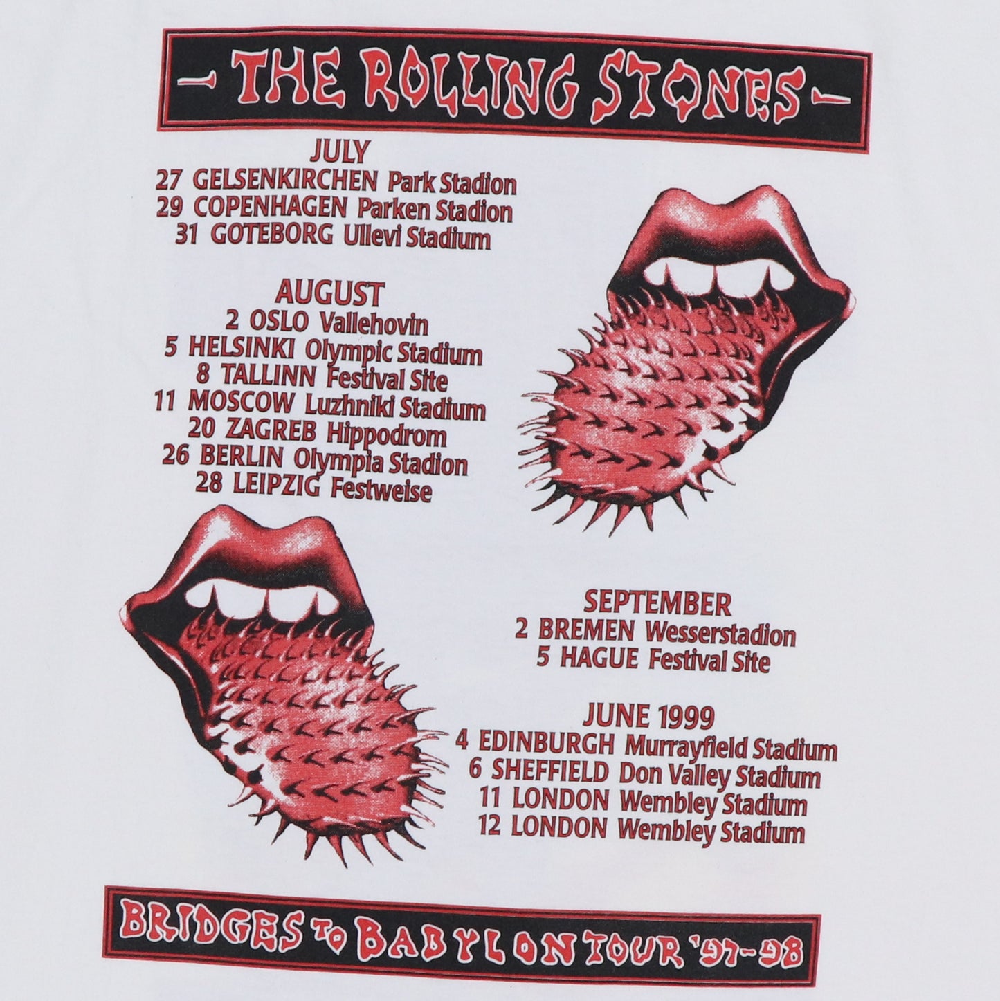 1997 Rolling Stones Bridges To Babylon Tour Shirt