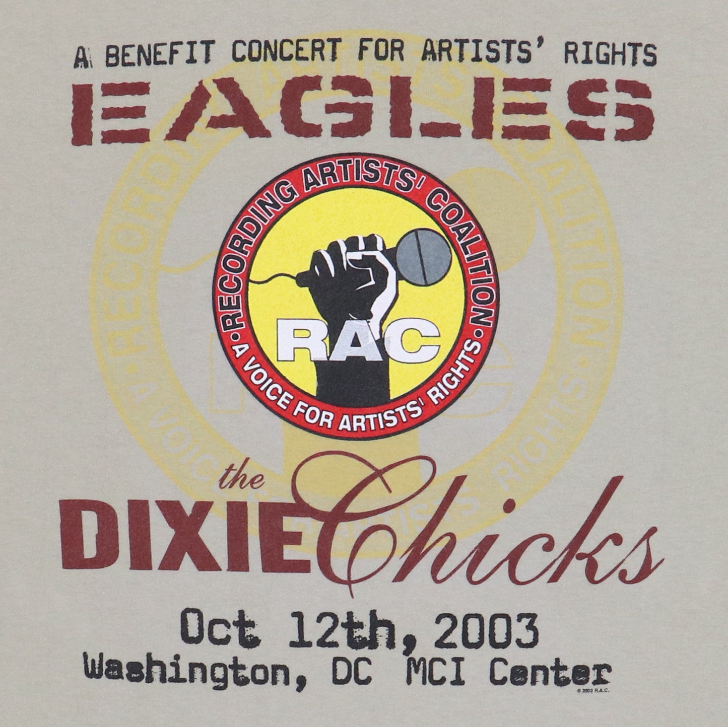 2003 Eagles Dixie Chicks Benefit Concert Shirt