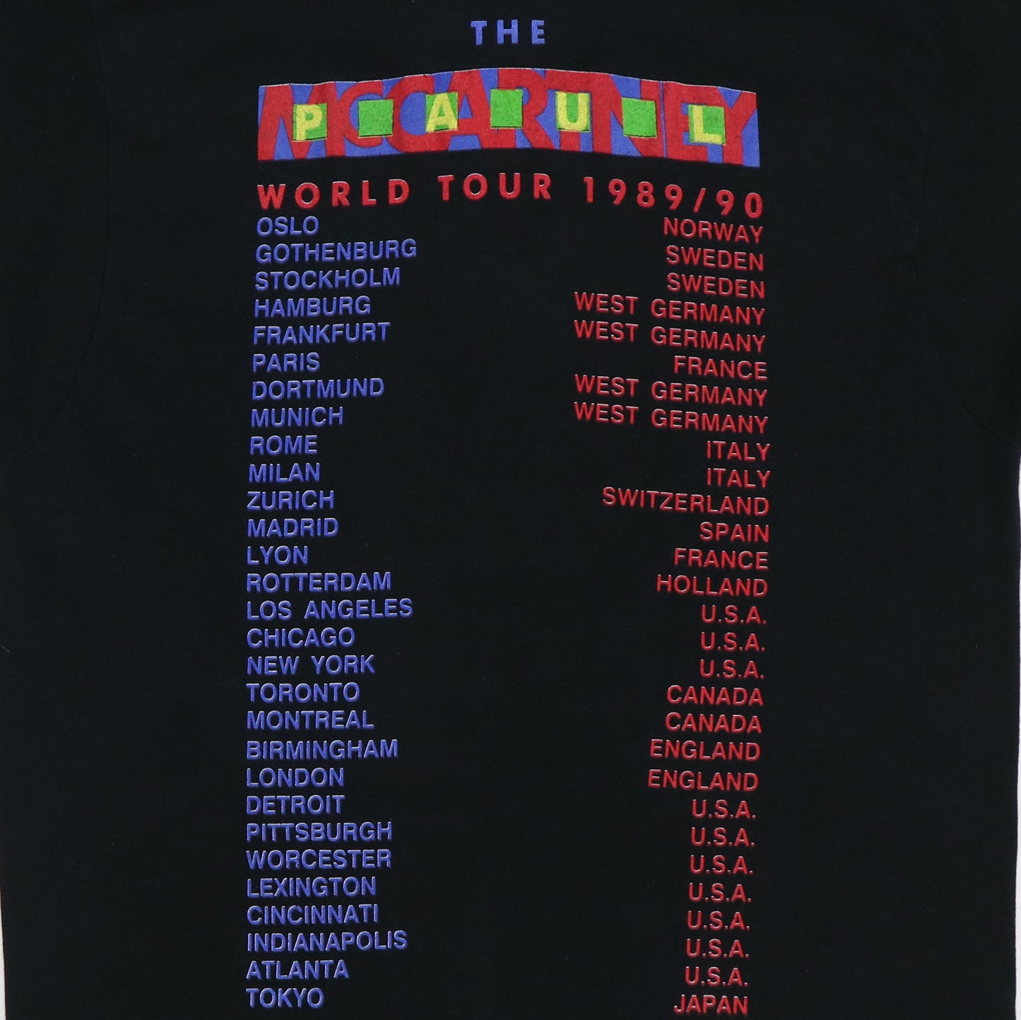 1989 Paul McCartney World Tour Shirt