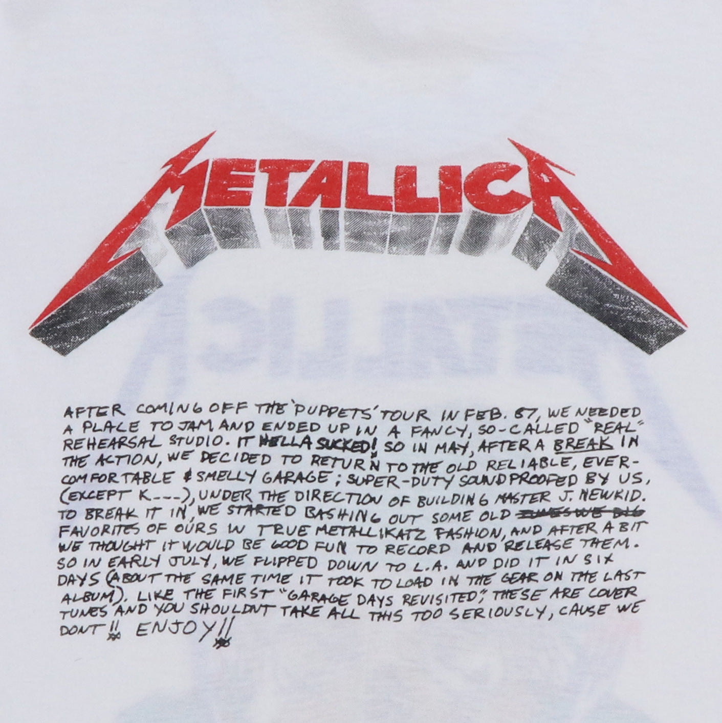 1987 Metallica Crash Course In Brain Surgery Shirt