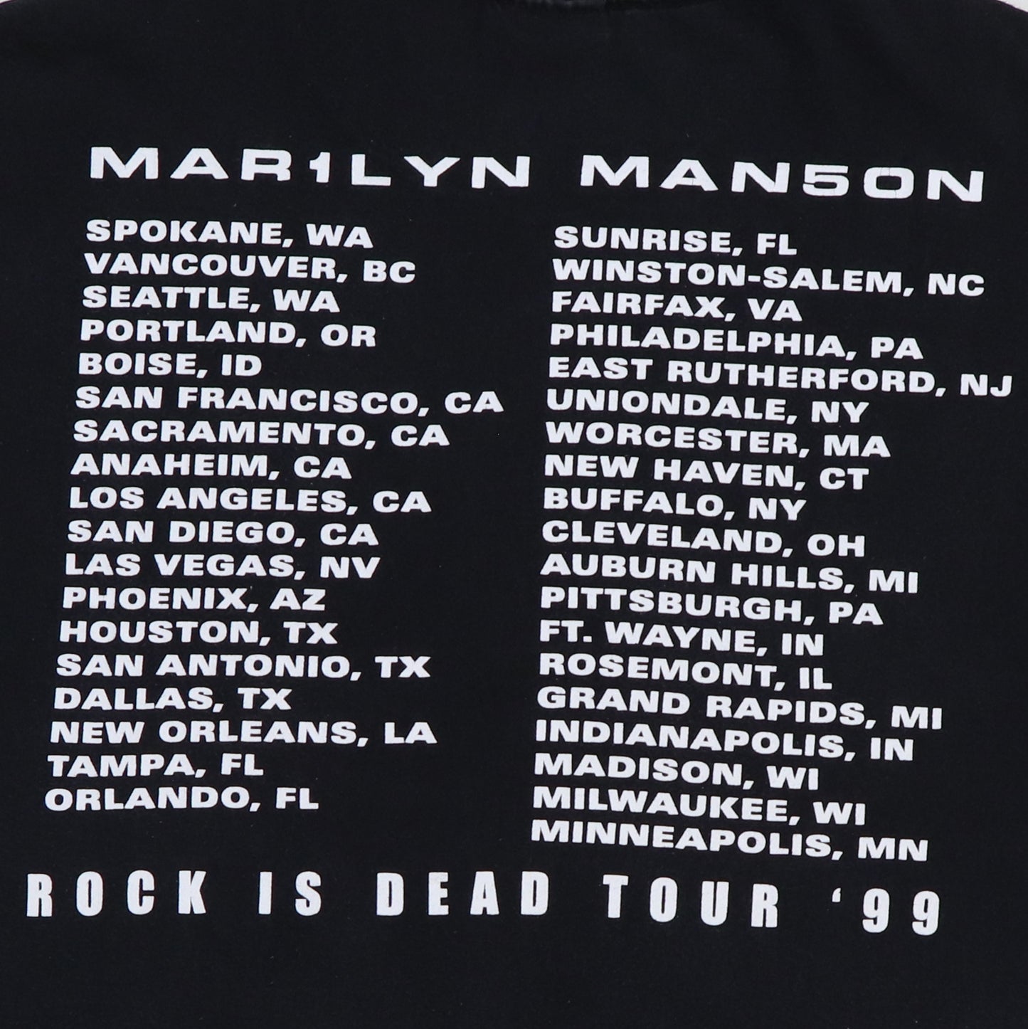 1999 Marilyn Manson Rock Is Dead Tour Shirt