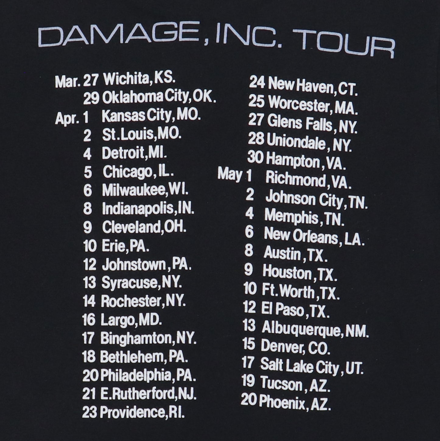 Metallica Damage Inc. Tour T-Shirt: Unleash the Fury of Metal