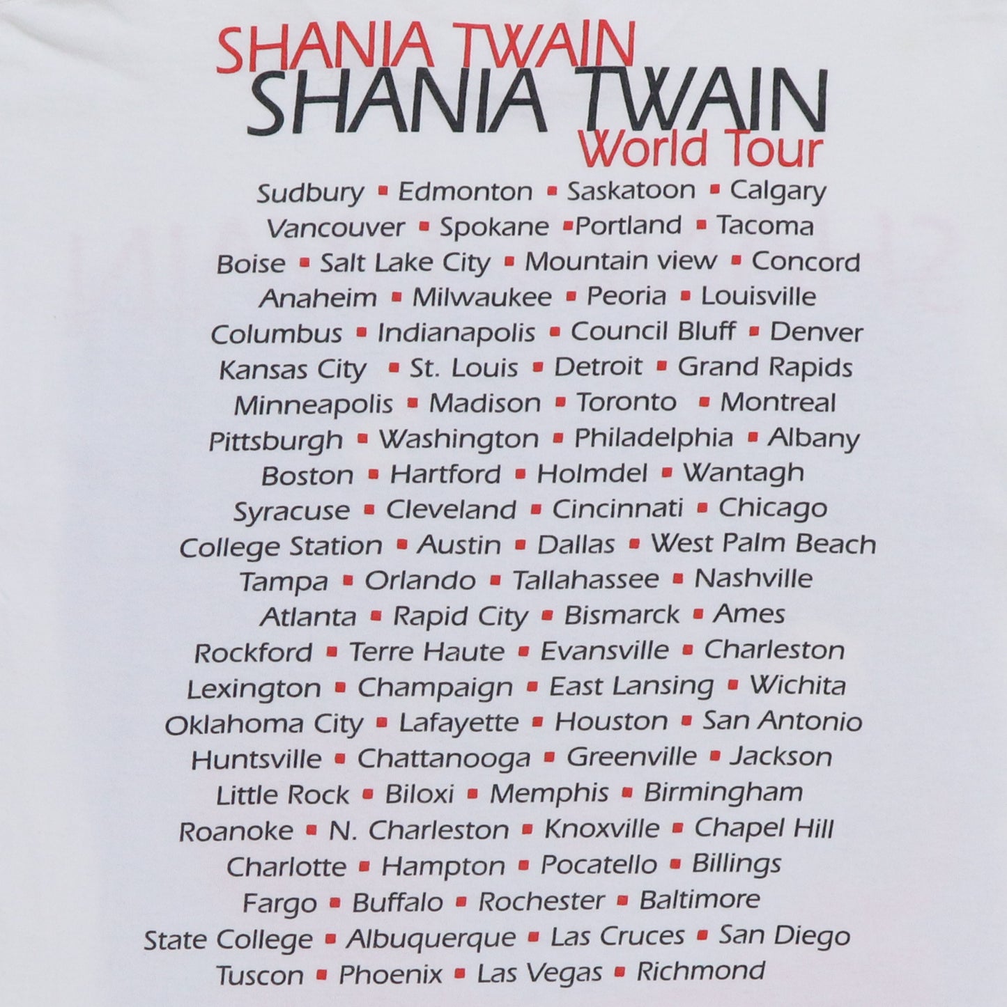 1998 Shania Twain World Tour Shirt