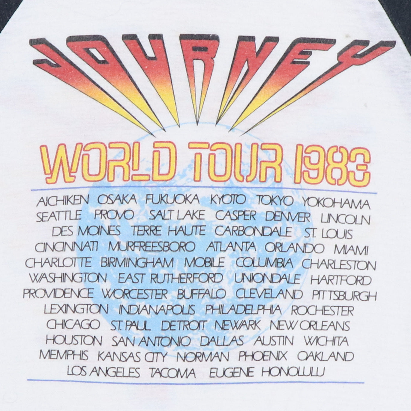 1983 Journey World Tour Jersey Shirt