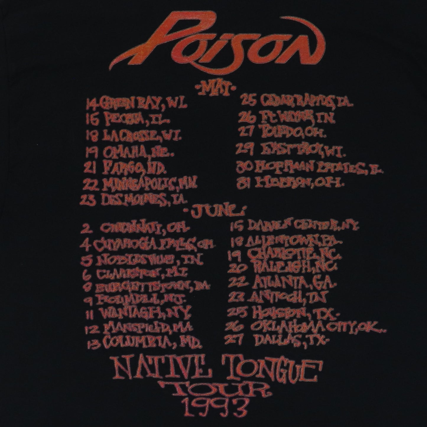 1993 Poison Native Tongue Tour Shirt