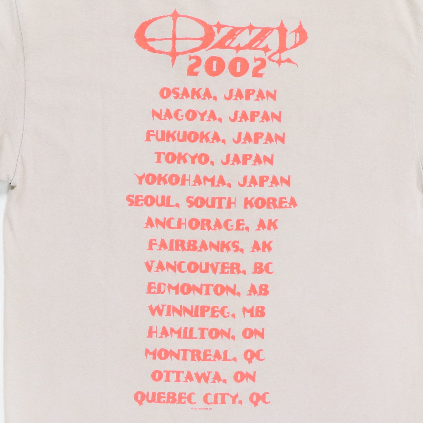 2002 Ozzy Osbourne Tour Color Change Shirt