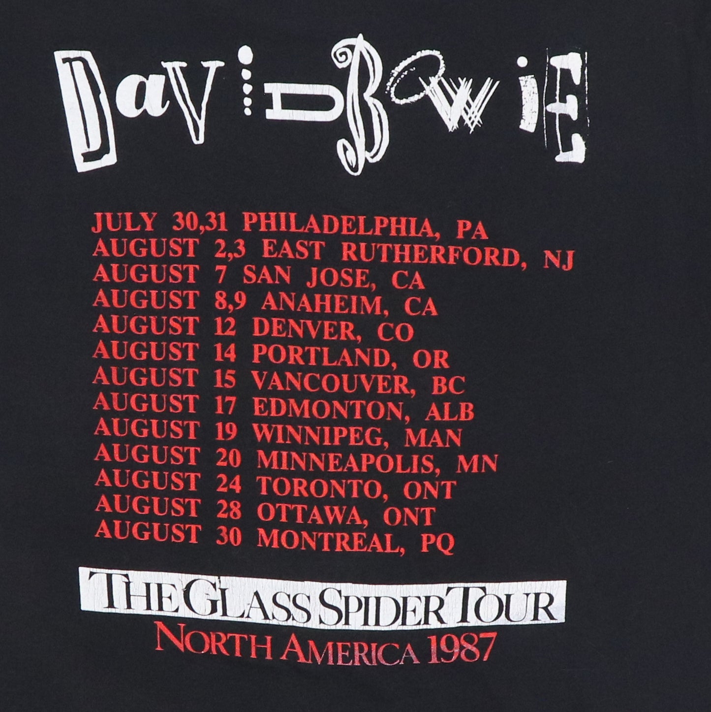 1987 David Bowie Glass Spider Tour Shirt