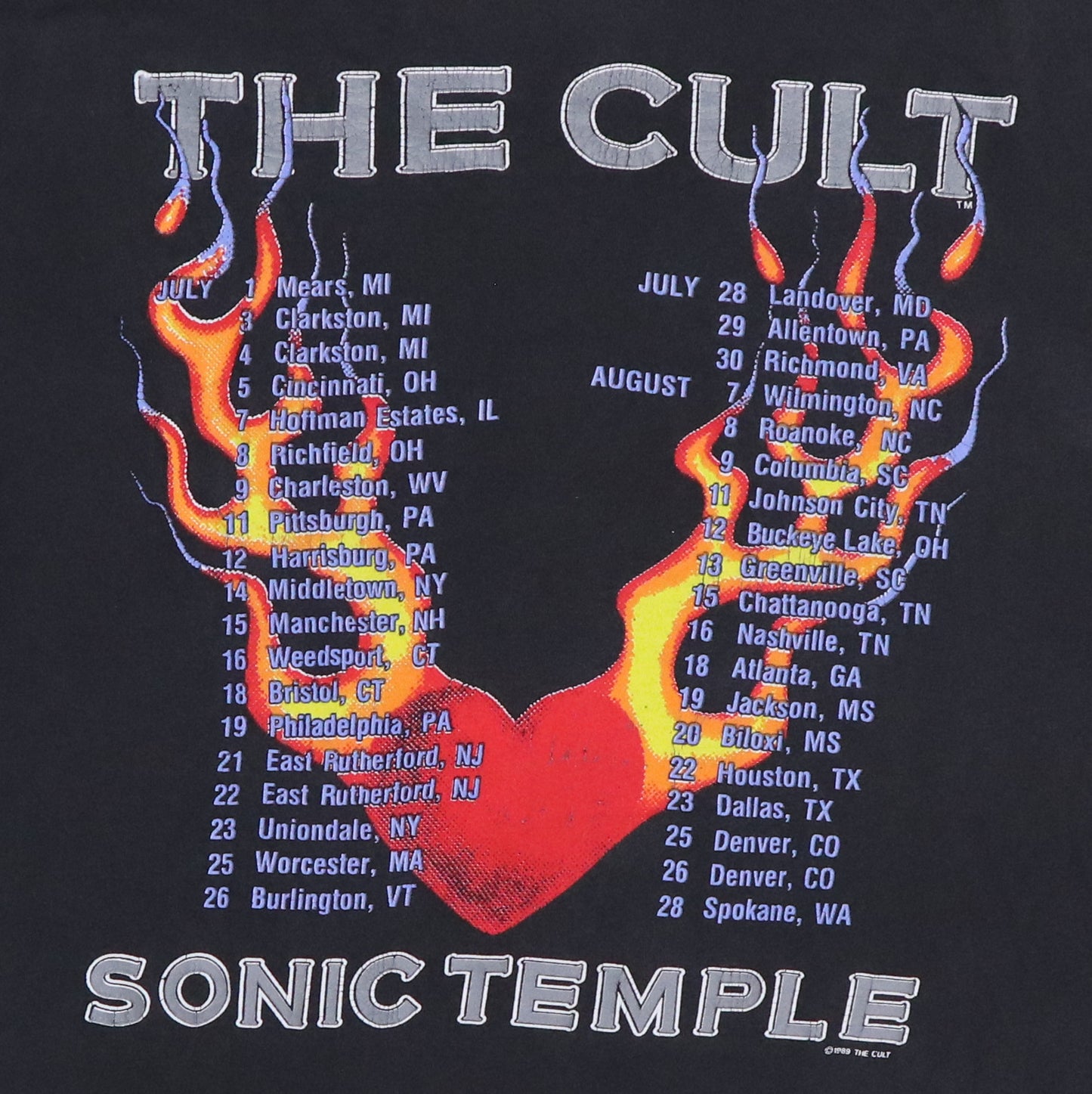 1989 The Cult Sonic Temple Tour Shirt