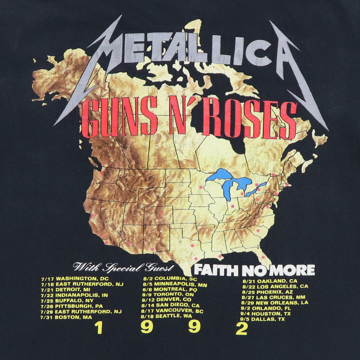 1992 Guns N Roses Metallica Tour Shirt