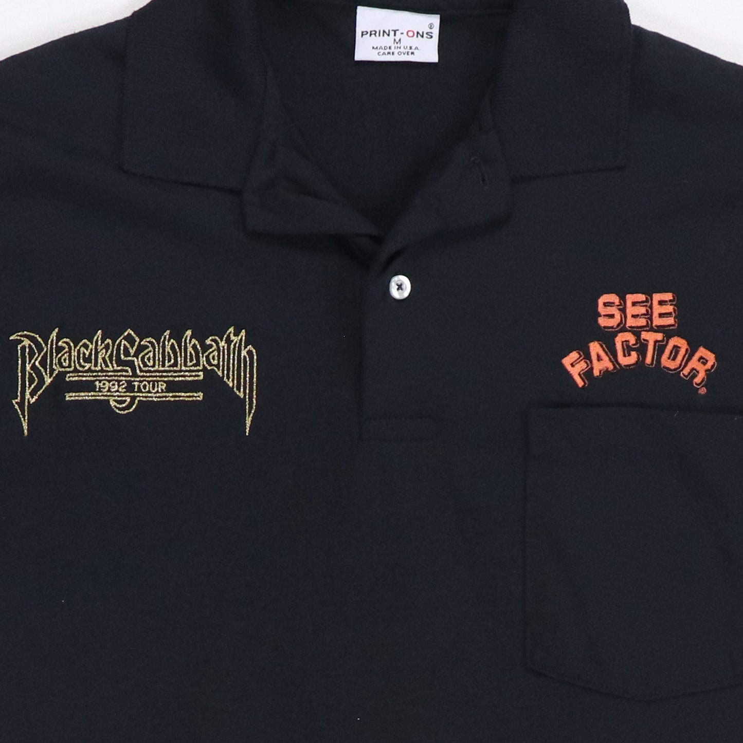 1992 Black Sabbath See Factor Crew Tour Polo Shirt