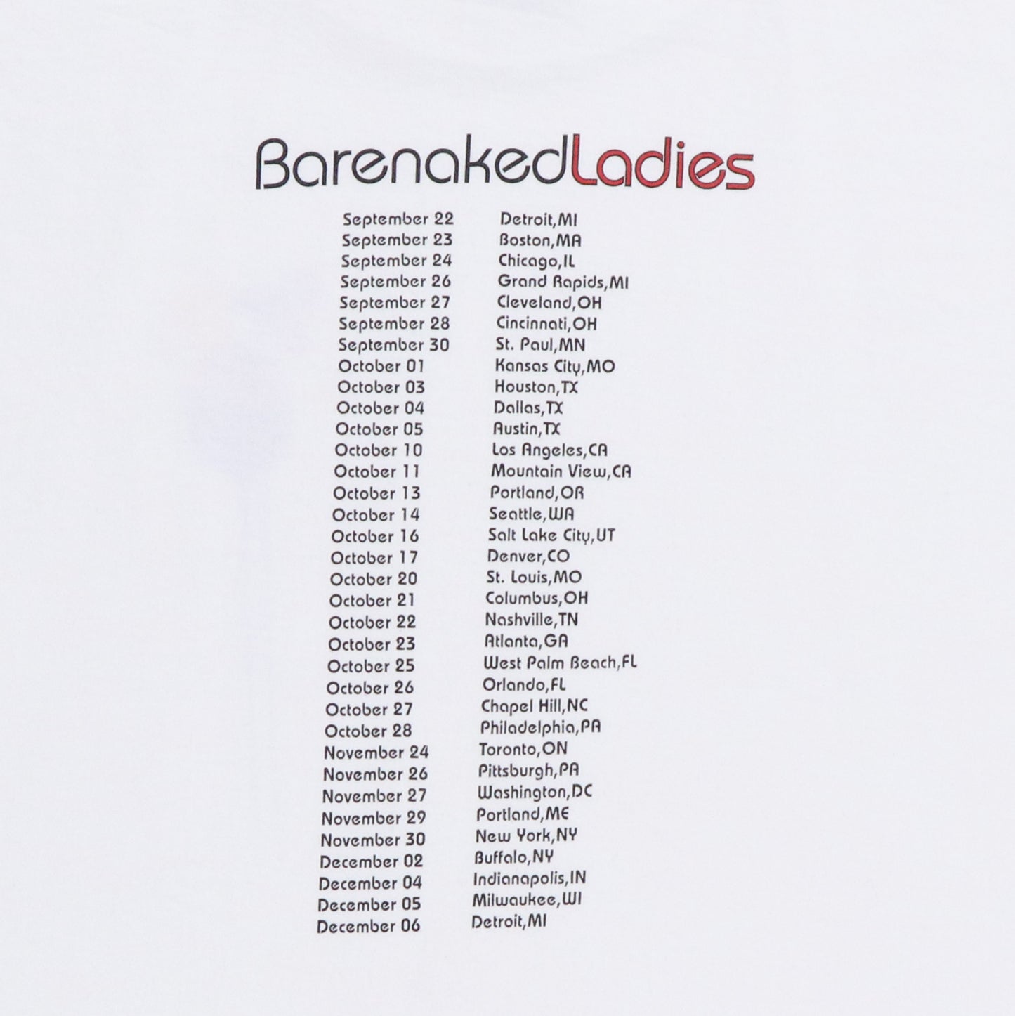 2000 Barenaked Ladies Tour Shirt