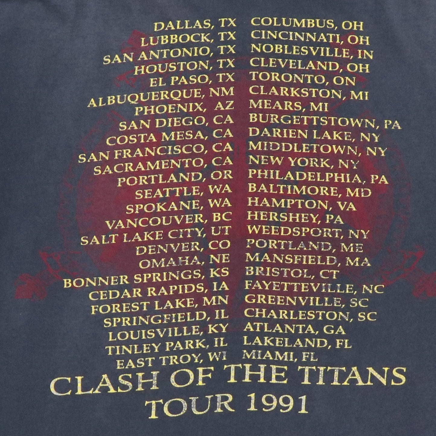 1991 Slayer Clash Of The Titans World Tour Shirt