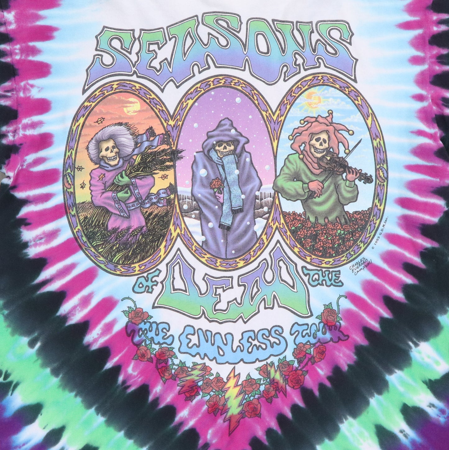 1993 Grateful Dead Seasons Of The Dead Tie Dye Shirt