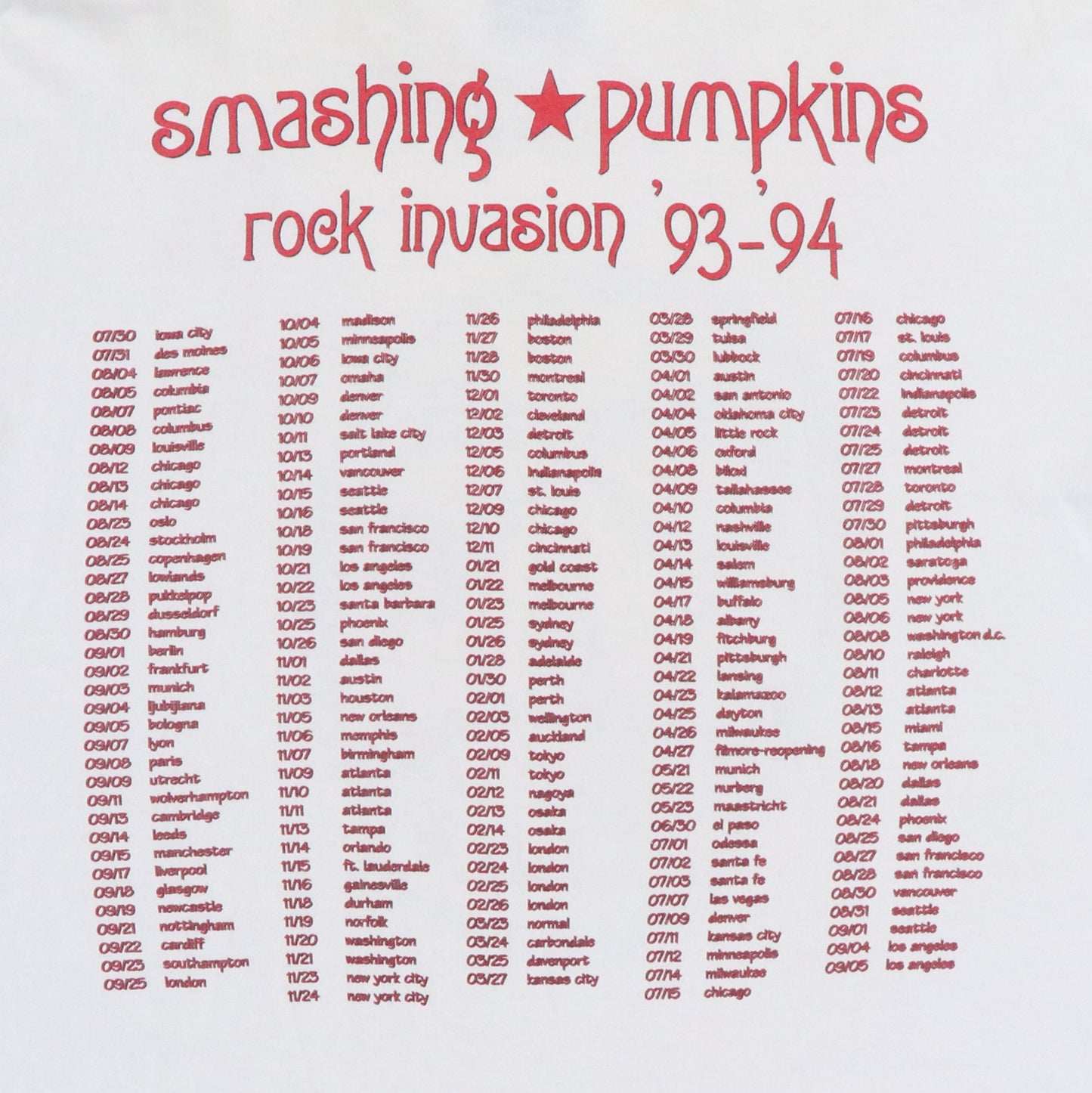 1993 Smashing Pumpkins Smile Tour Shirt