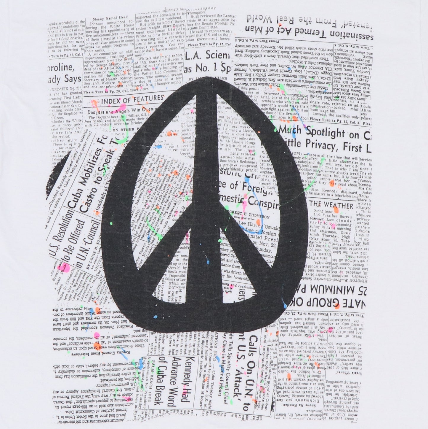 1990s Peace Sign Newspaper War Shirt