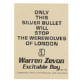 1978 Warren Zevon Werewolves Of London Promo Bullet