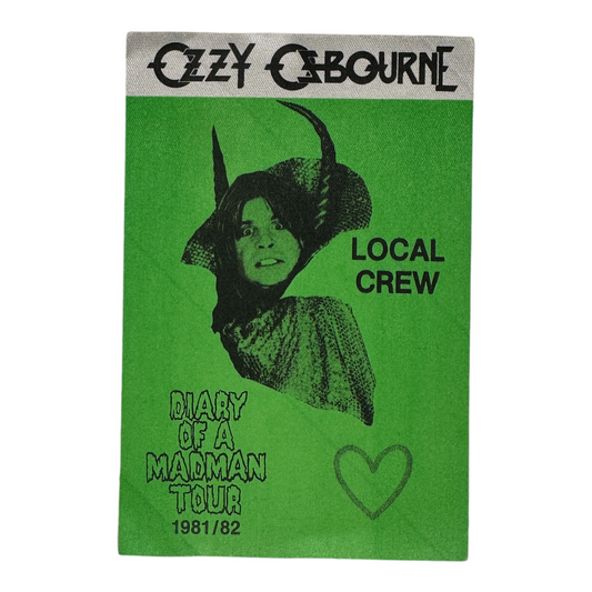 1981 Ozzy Osbourne Diary Of A Madman Tour Local Crew Backstage Pass