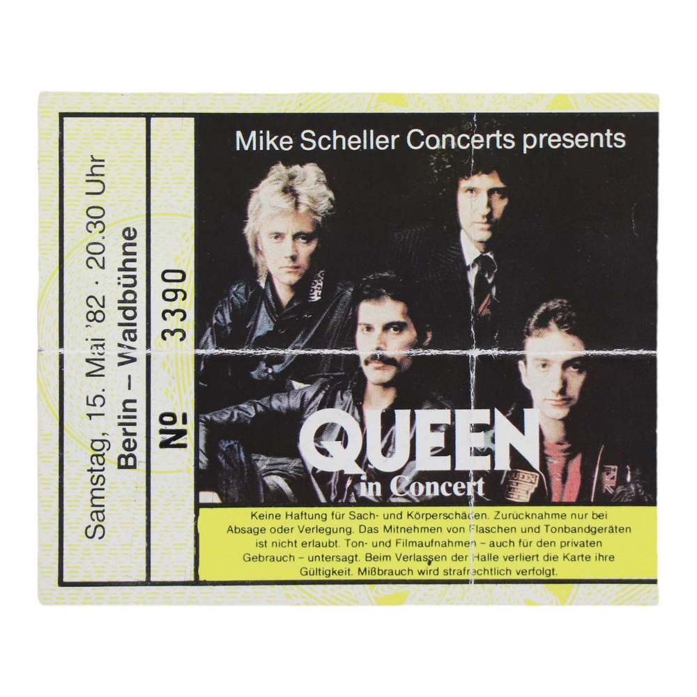 1982 Queen Berlin Concert Ticket Stub