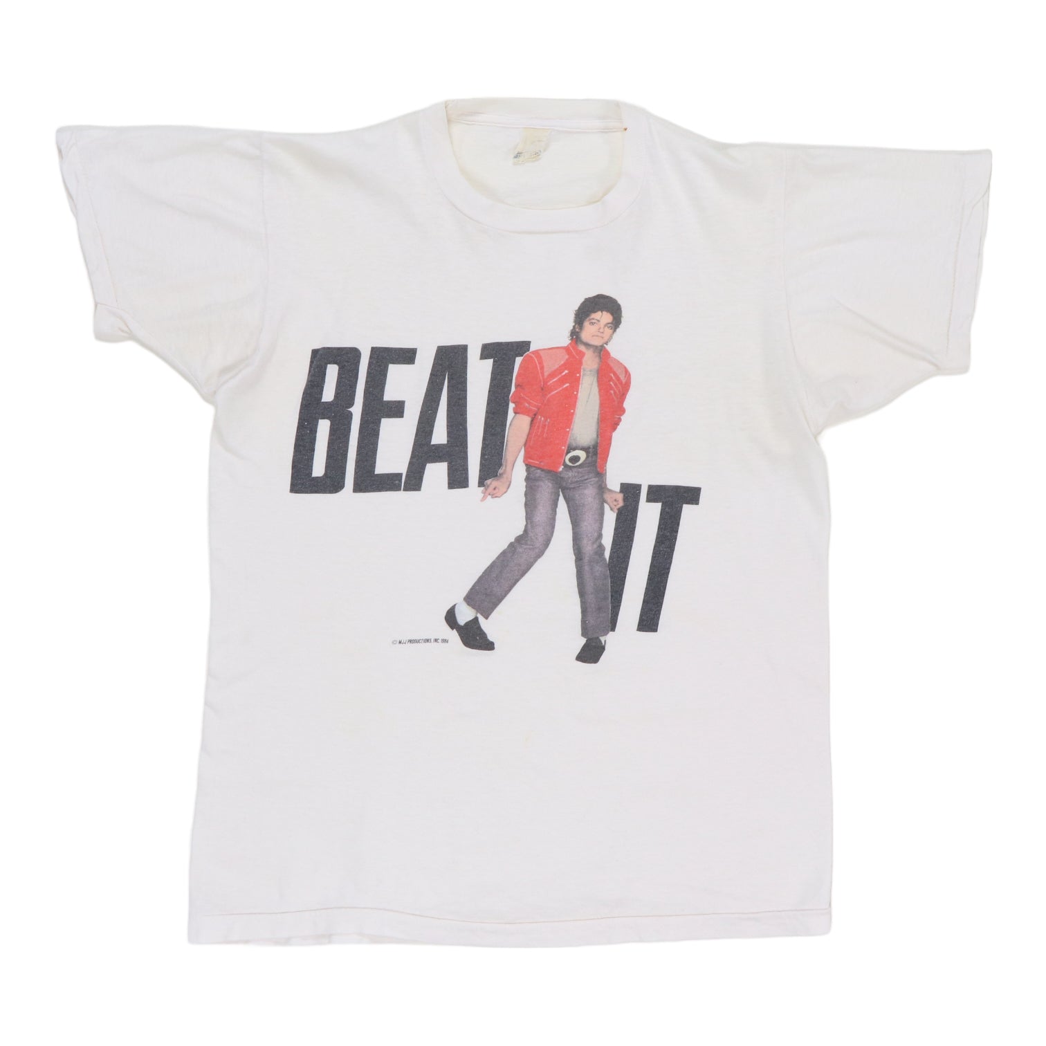 Vintage Rare Michael Jackson 1984 Beat It online White T-Shirt Youth Medium 10-12