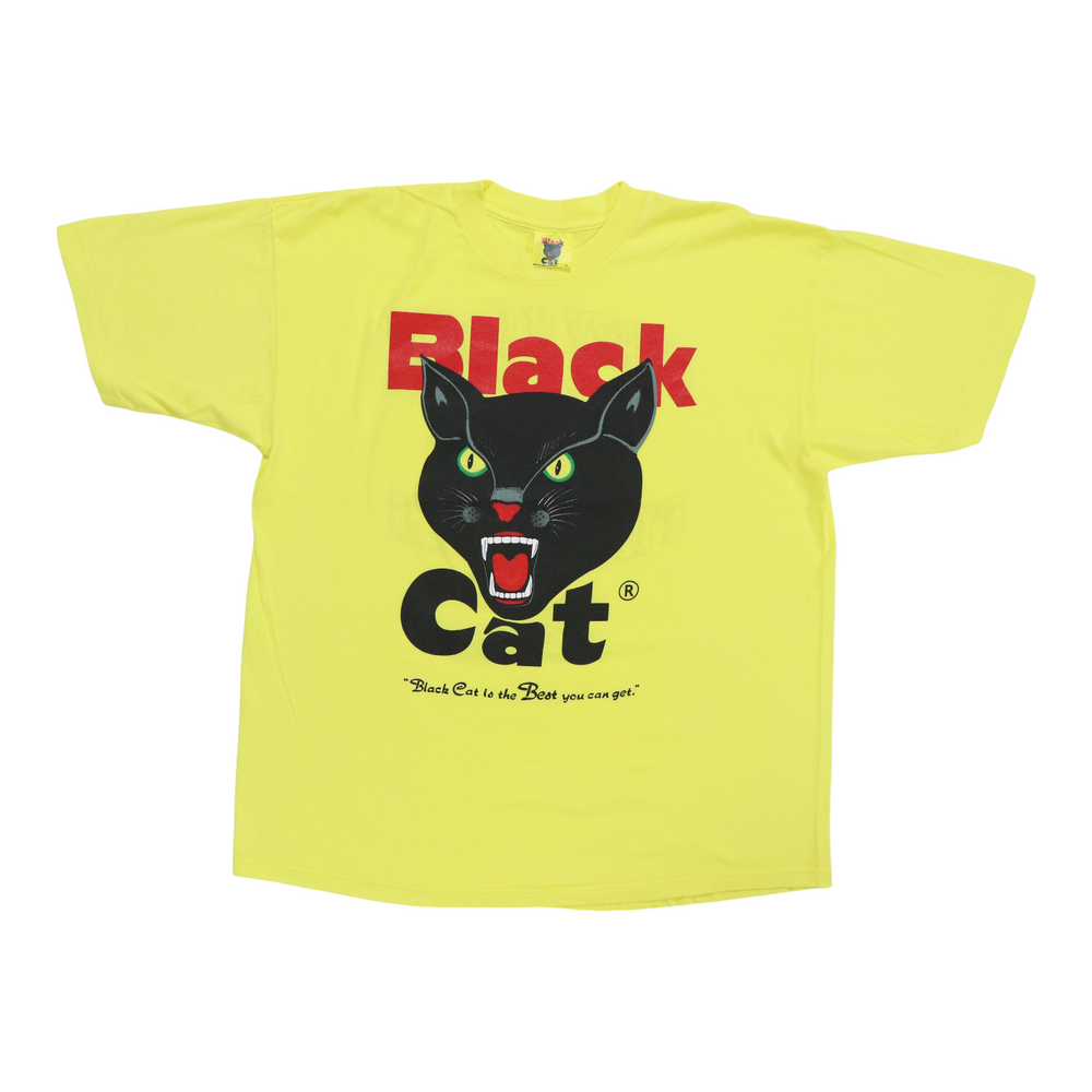 Black cat firecrackers t shirt best sale