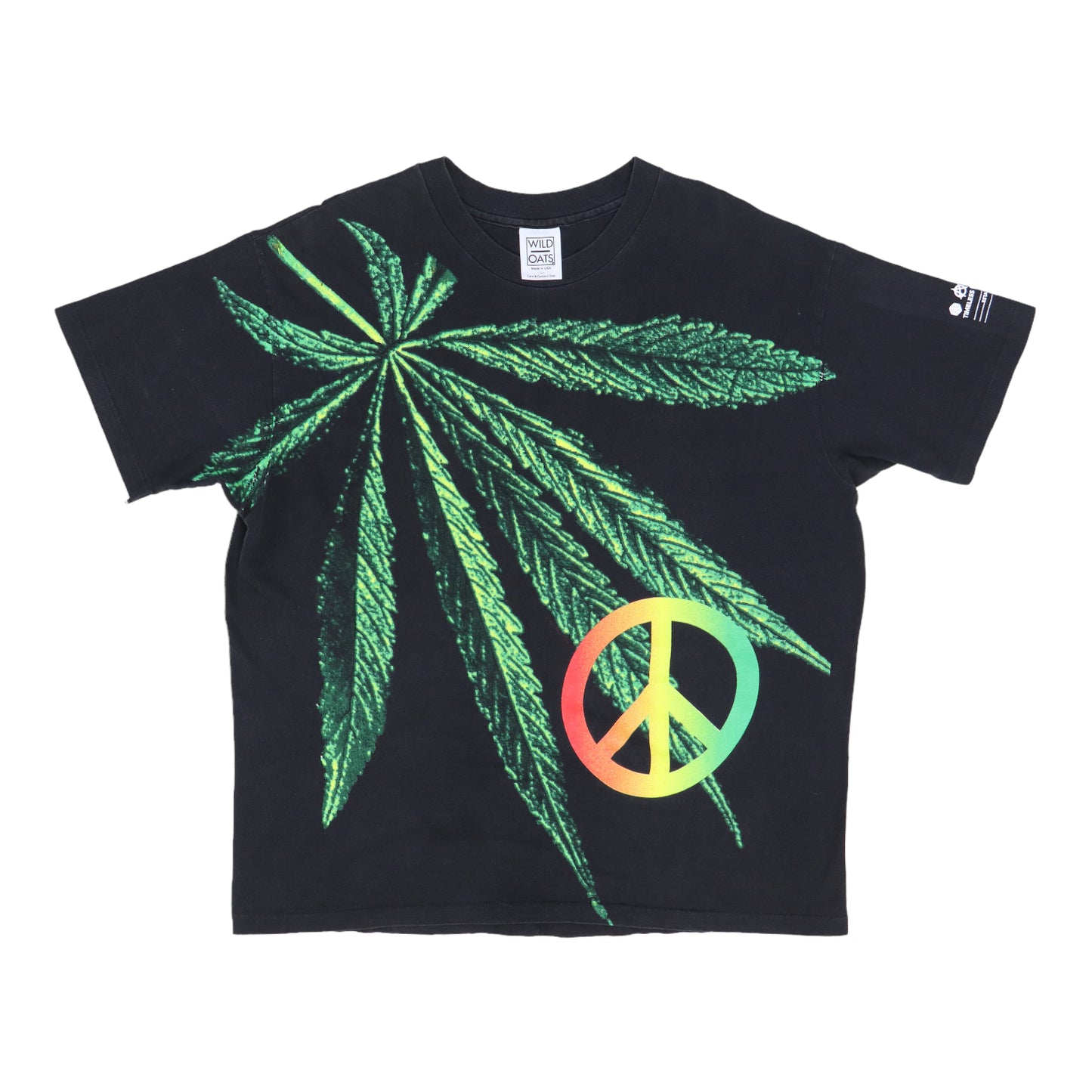 1990s Marijuana Leaf Peace Sign All Over Print Shirt – WyCo Vintage