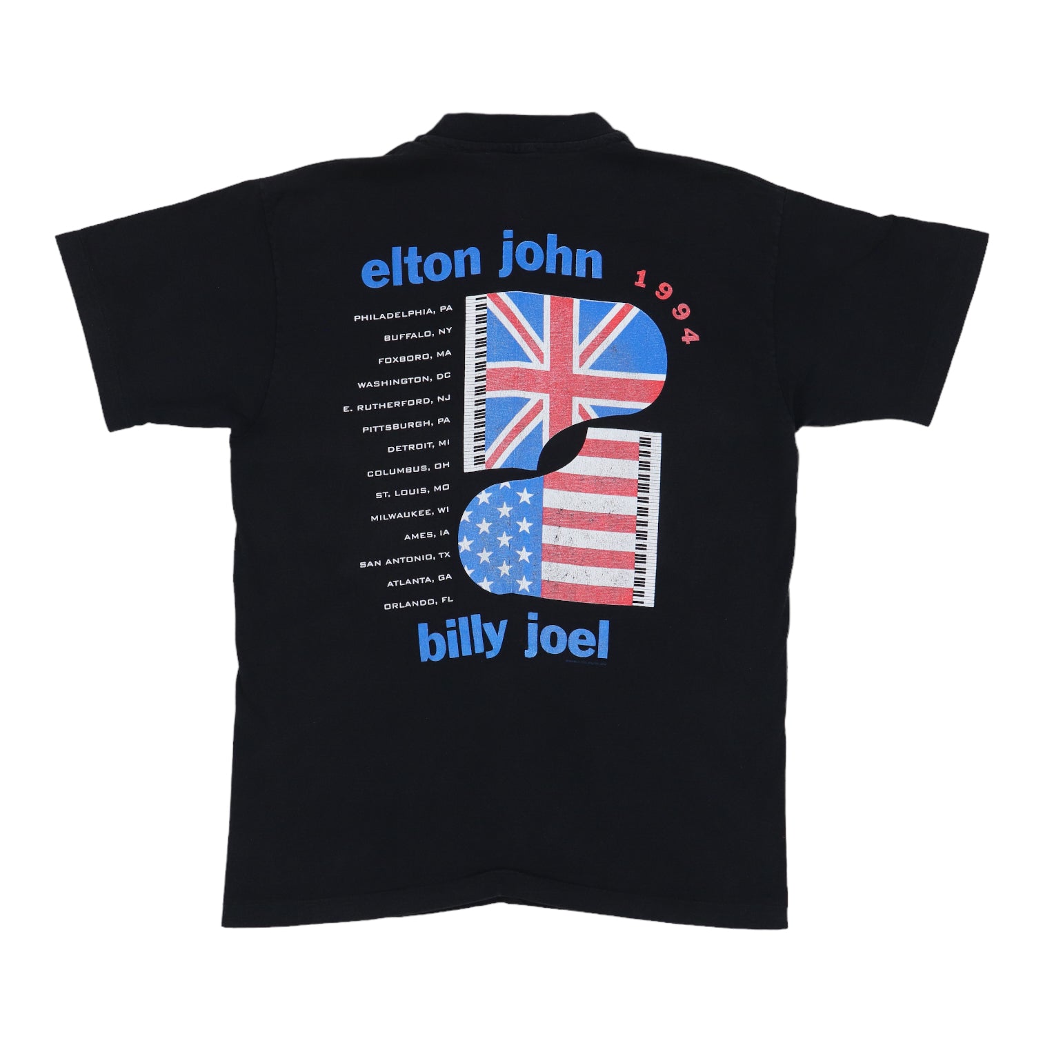 Elton John, T Shirt! Authentic Vintage 1994! Elton John, 'Summer Of '94 Tour (w/Billy Joel F 2 F)', Itinerary on Back! Like New! outlet Never Worn!