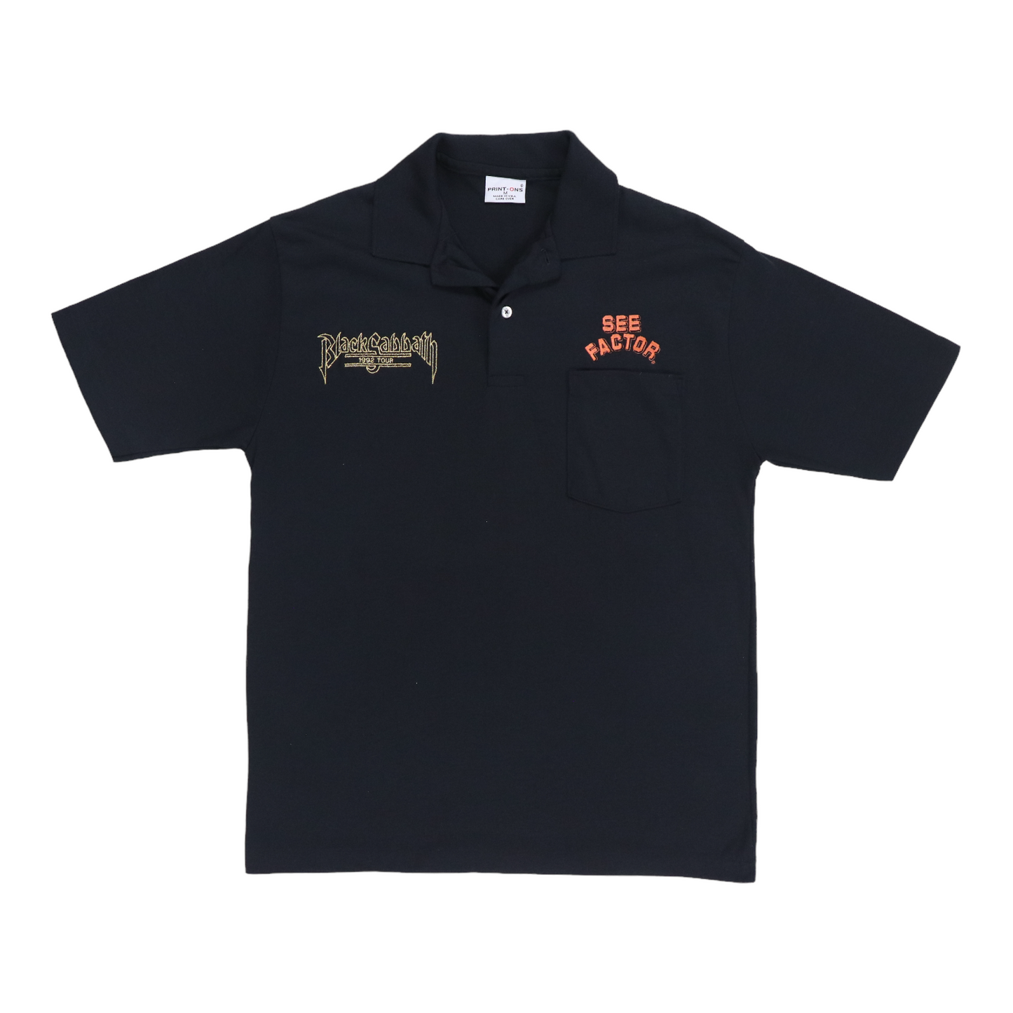 1992 Black Sabbath See Factor Crew Tour Polo Shirt