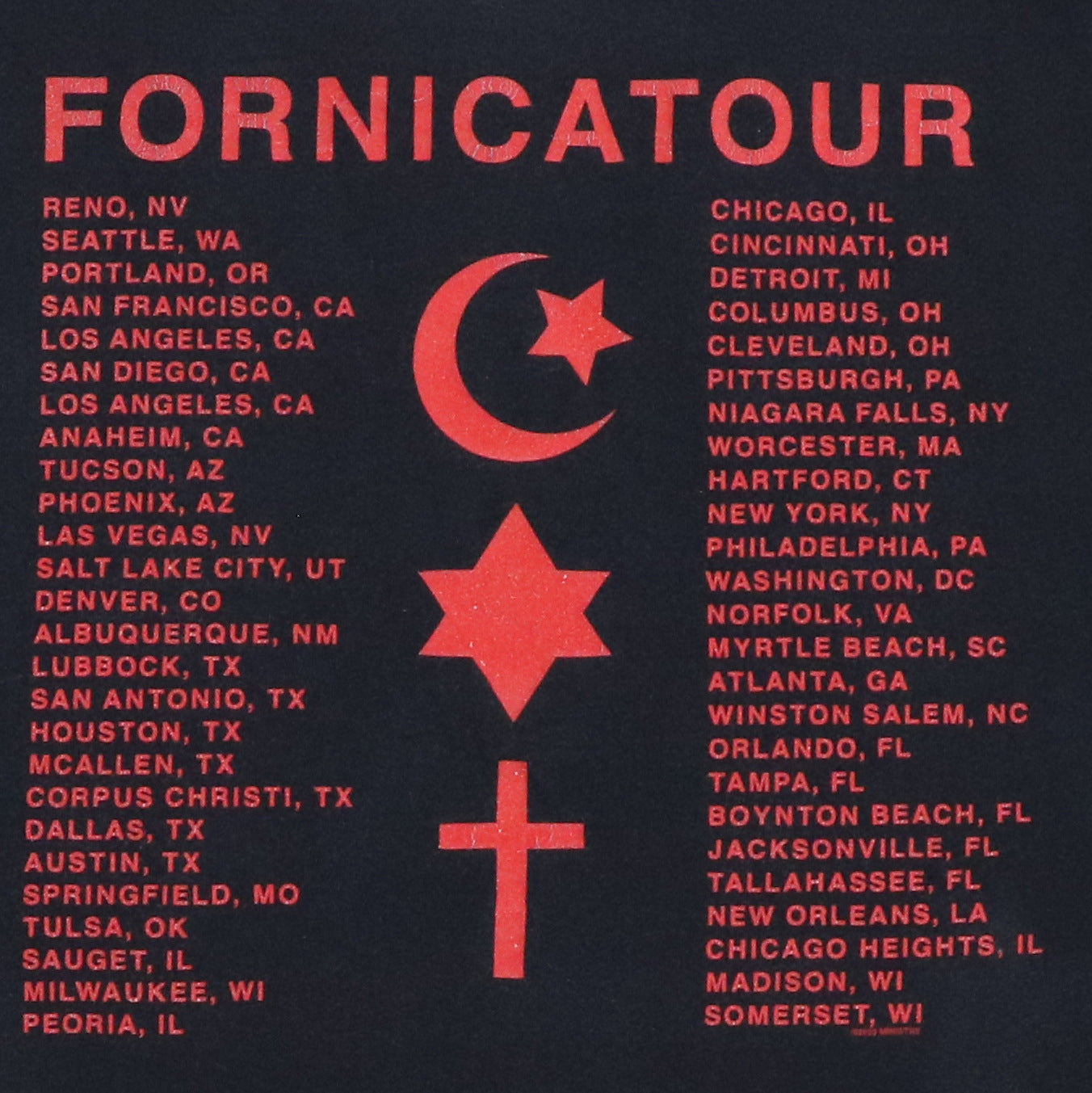 2003 Ministry Fornicator Tour Shirt