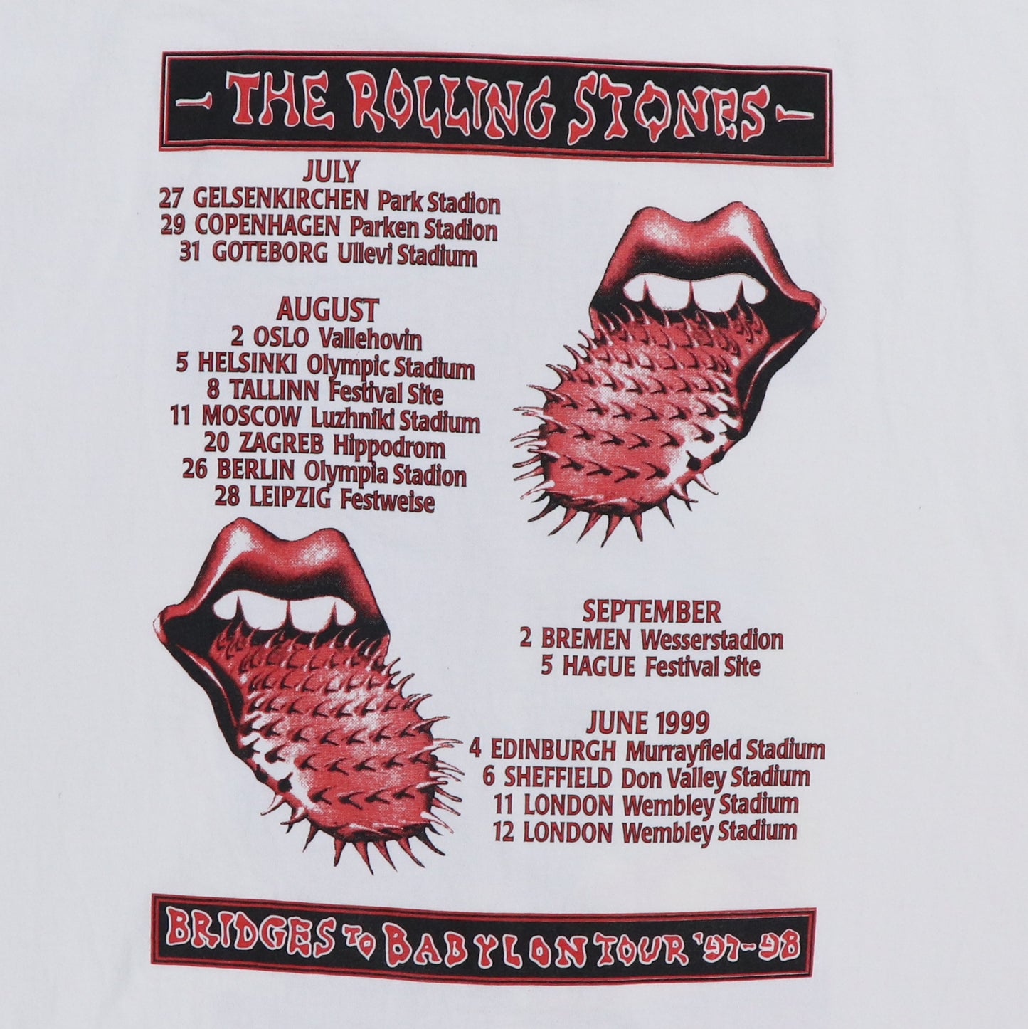 1997 Rolling Stones Bridges To Babylon Tour Shirt