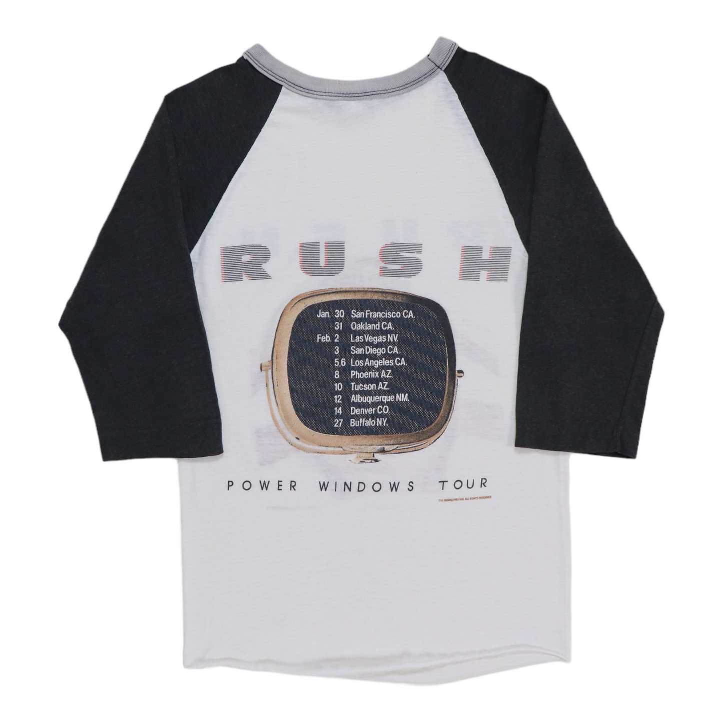 1985 Rush Power Windows Tour Jersey Shirt