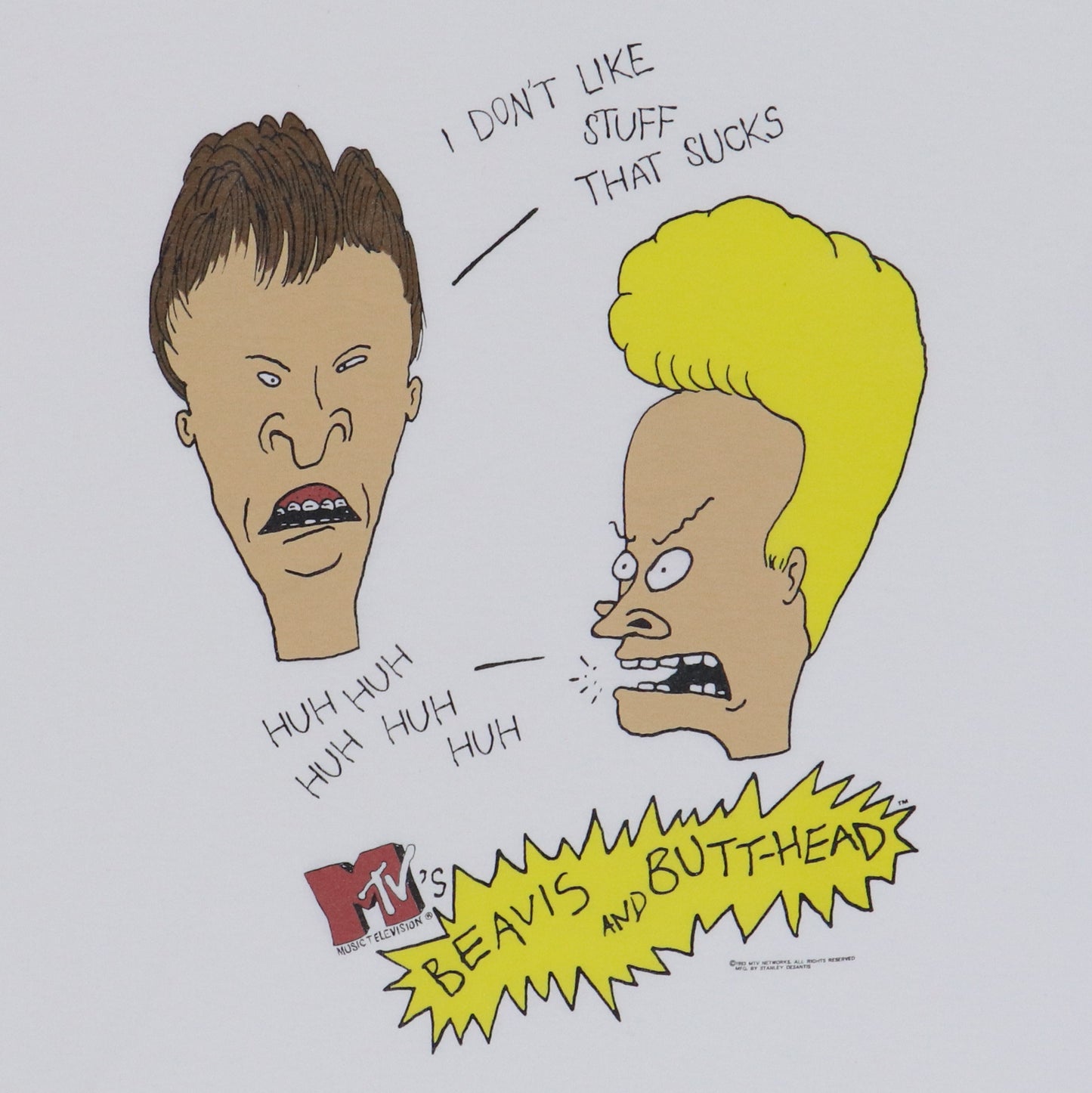 1993 Beavis & Butthead I Don't Like Stuff That Sucks Shirt