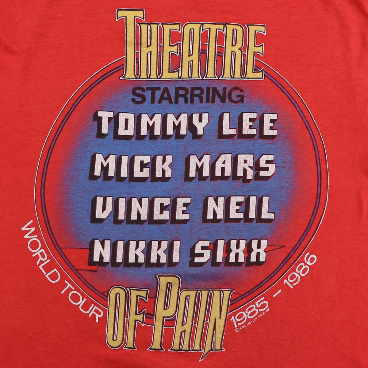 1985 Motley Crue Theatre of Pain World Tour Shirt