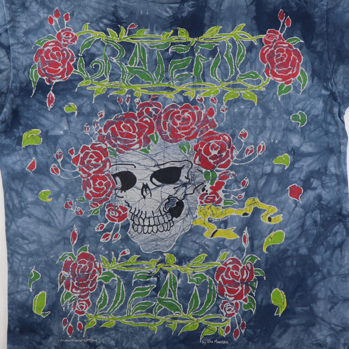 Grateful Dead Skull with Flowers Tie Dye T-Shirt