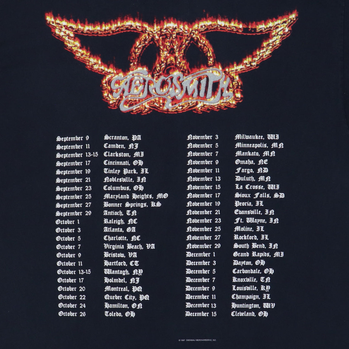 1996 Aerosmith 9 Lives Tour Shirt