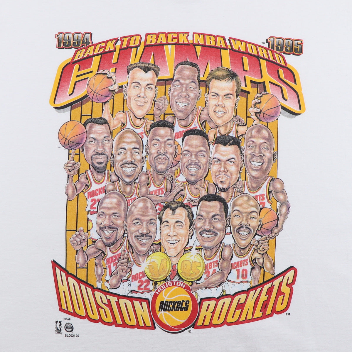 Houston Rockets NBA World 1995 Champions Back To Back Vintage