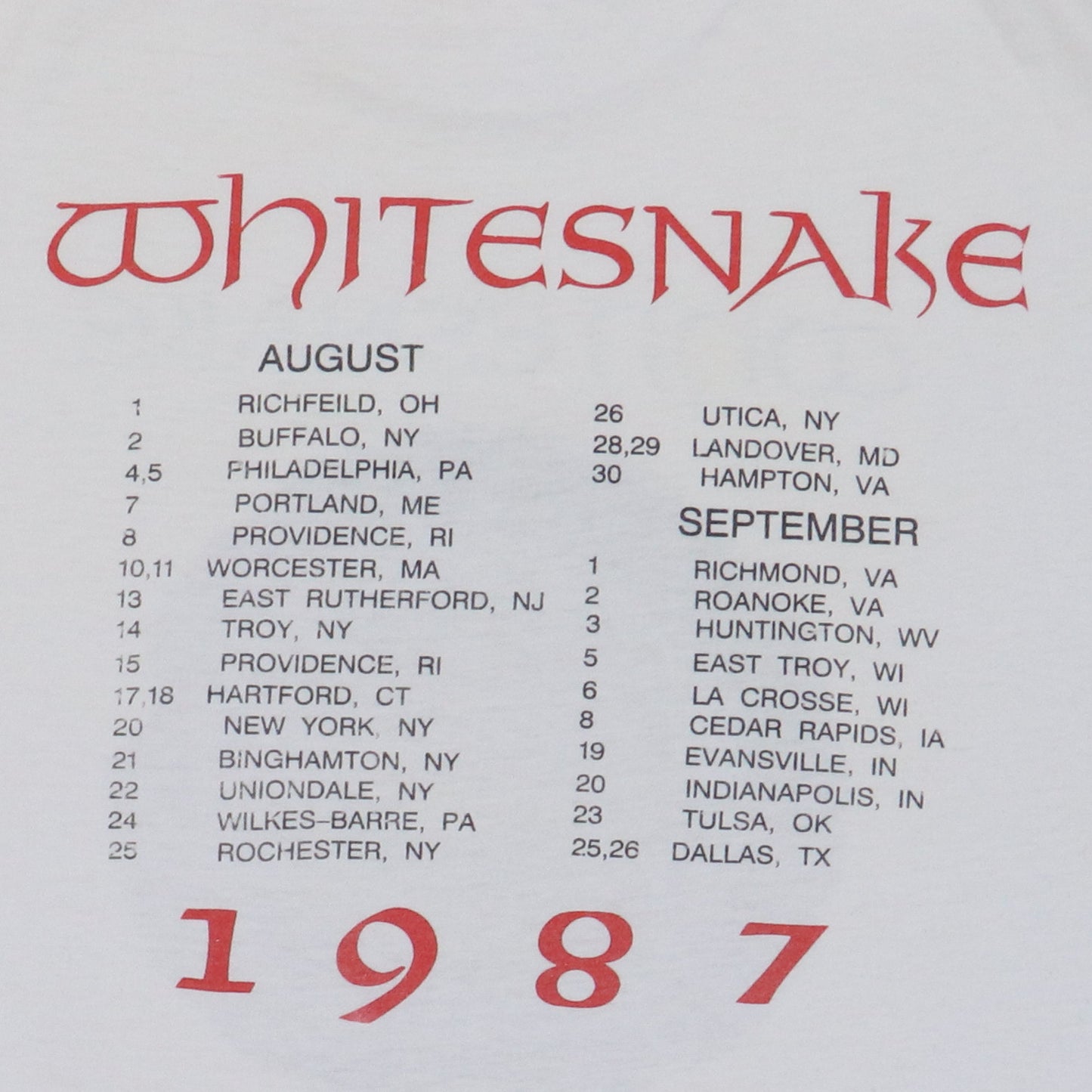 1987 Whitesnake Tour Shirt