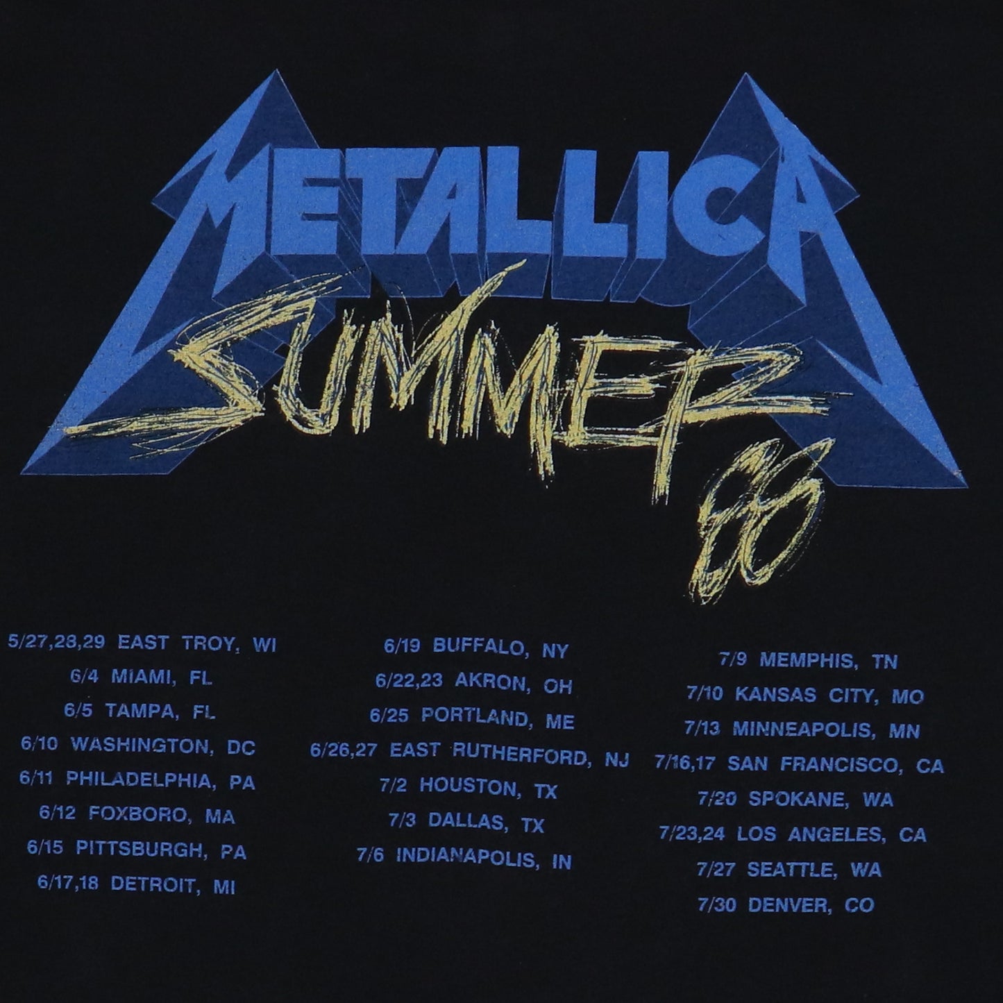 1988 Metallica Damaged Justice Summer Tour Shirt